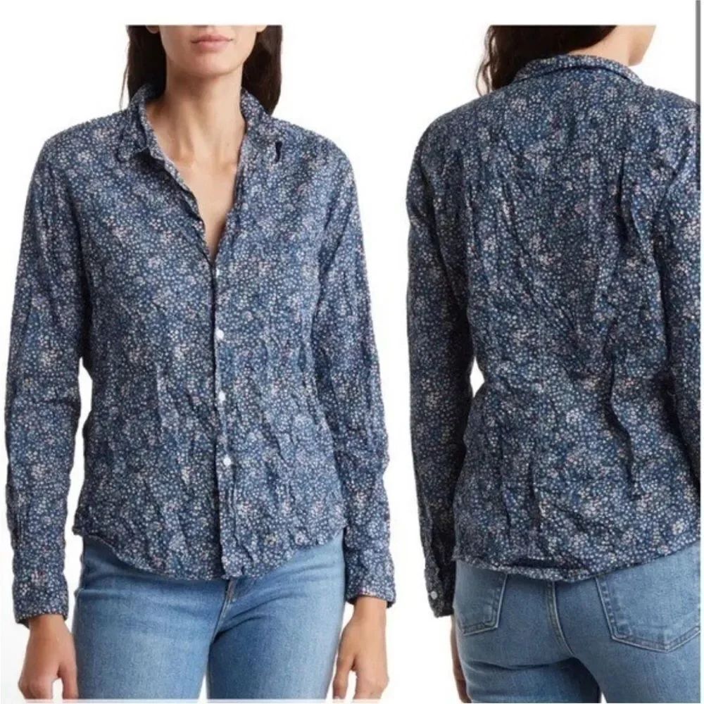 Frank & Eileen Frank Floral Button Down Long Sleeve Multicolor Blue NWT $258